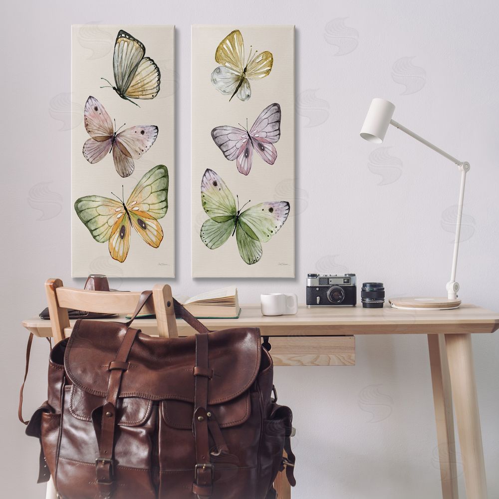Carol Robinson Delicate Winged Butterfly Trio Canvas Wall Art Print in Room