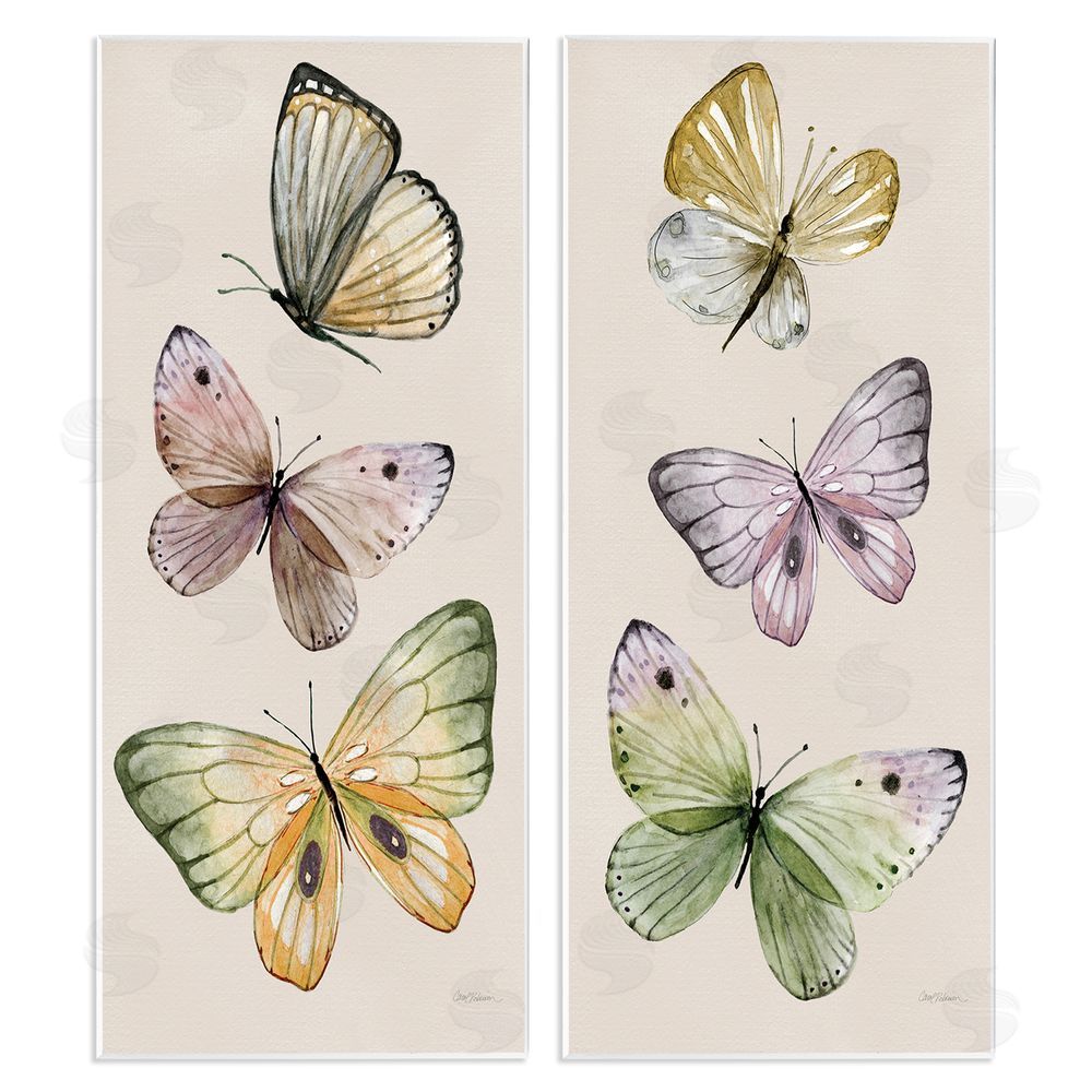 Carol Robinson Delicate Winged Butterfly Trio Wooden Wall Plaque Art Print