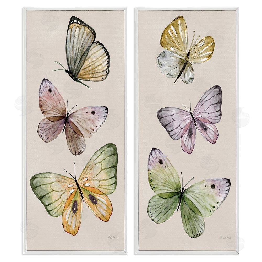 Carol Robinson Delicate Winged Butterfly Trio White Framed Giclee Wall Art Print