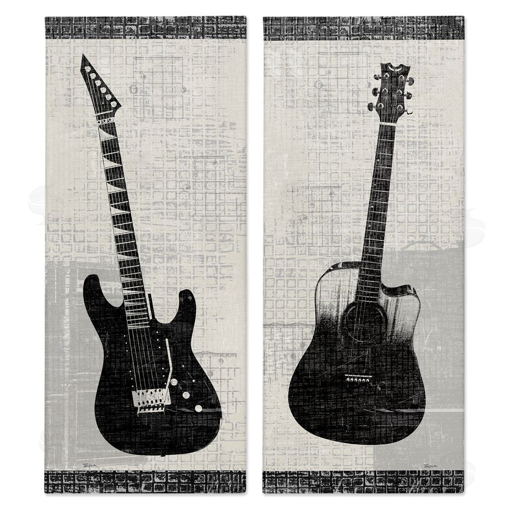 Katrina Craven Electric Acoustic Guitar Canvas Wall Art Print