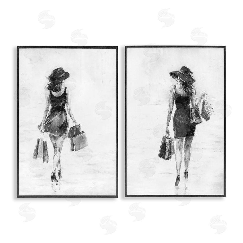 Joklanta Kowalik Female Figures Shopping Bags Black Framed Giclee Wall Art Print