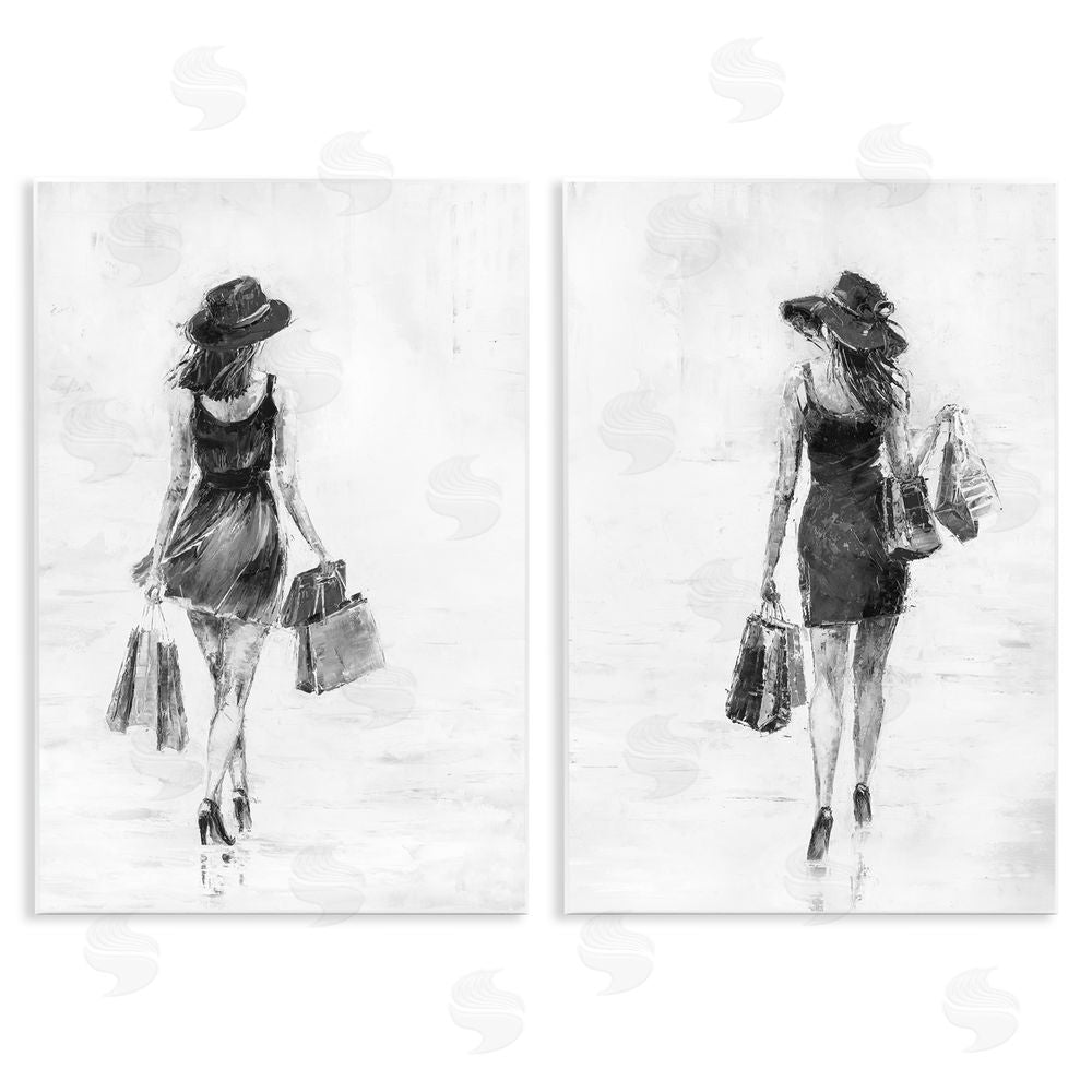 Joklanta Kowalik Female Figures Shopping Bags Wooden Wall Plaque Art Print