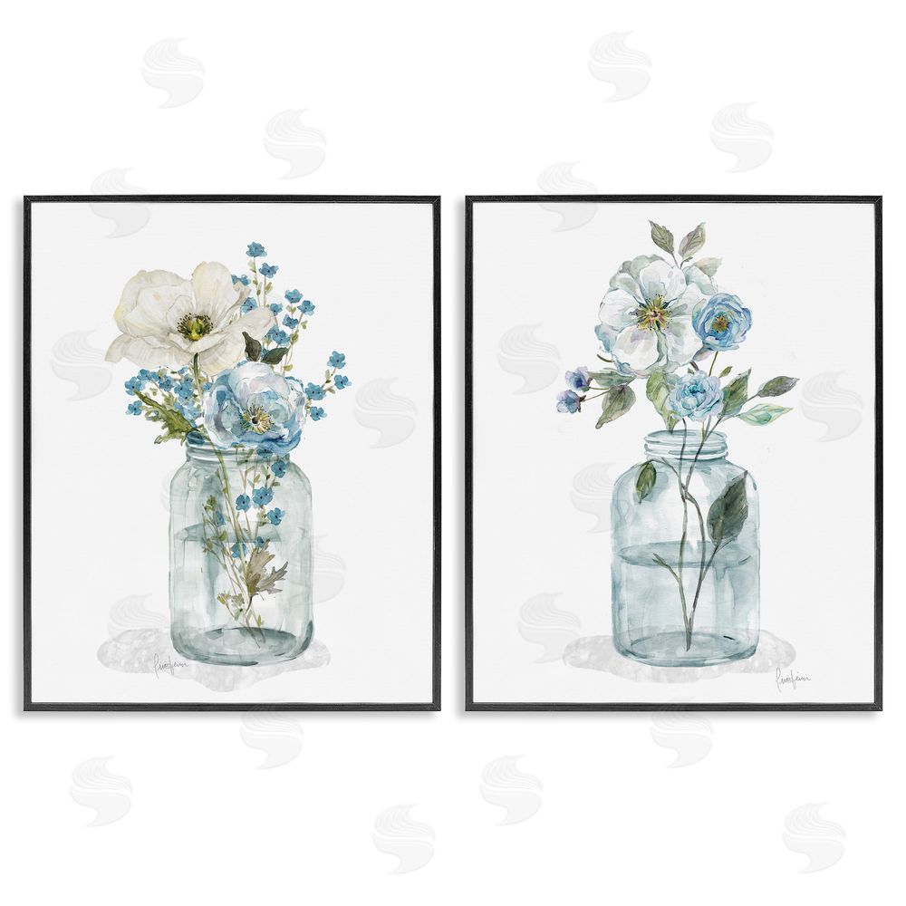 Livi Finn Dainty Flowers in Jar Black Framed Giclee Wall Art Print