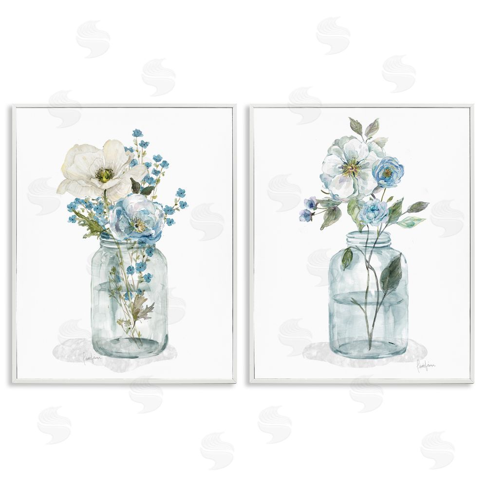 Livi Finn Dainty Flowers in Jar White Framed Giclee Wall Art Print