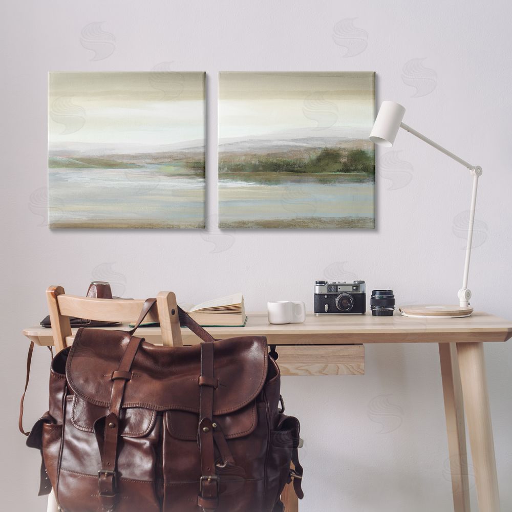 Nan Abstract Lakeside Landscape Canvas Wall Art Print in Room