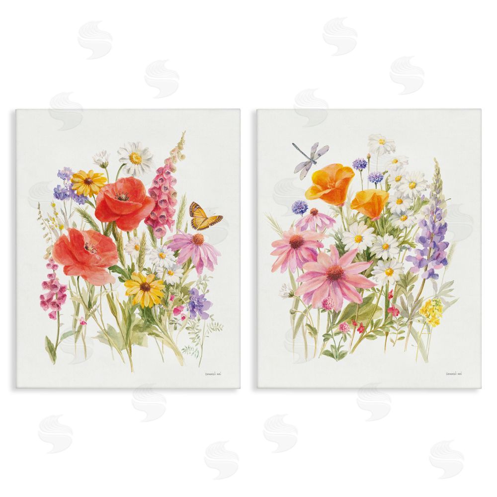 Danhui Nai Wildflowers in Bloom Insects Canvas Wall Art Print