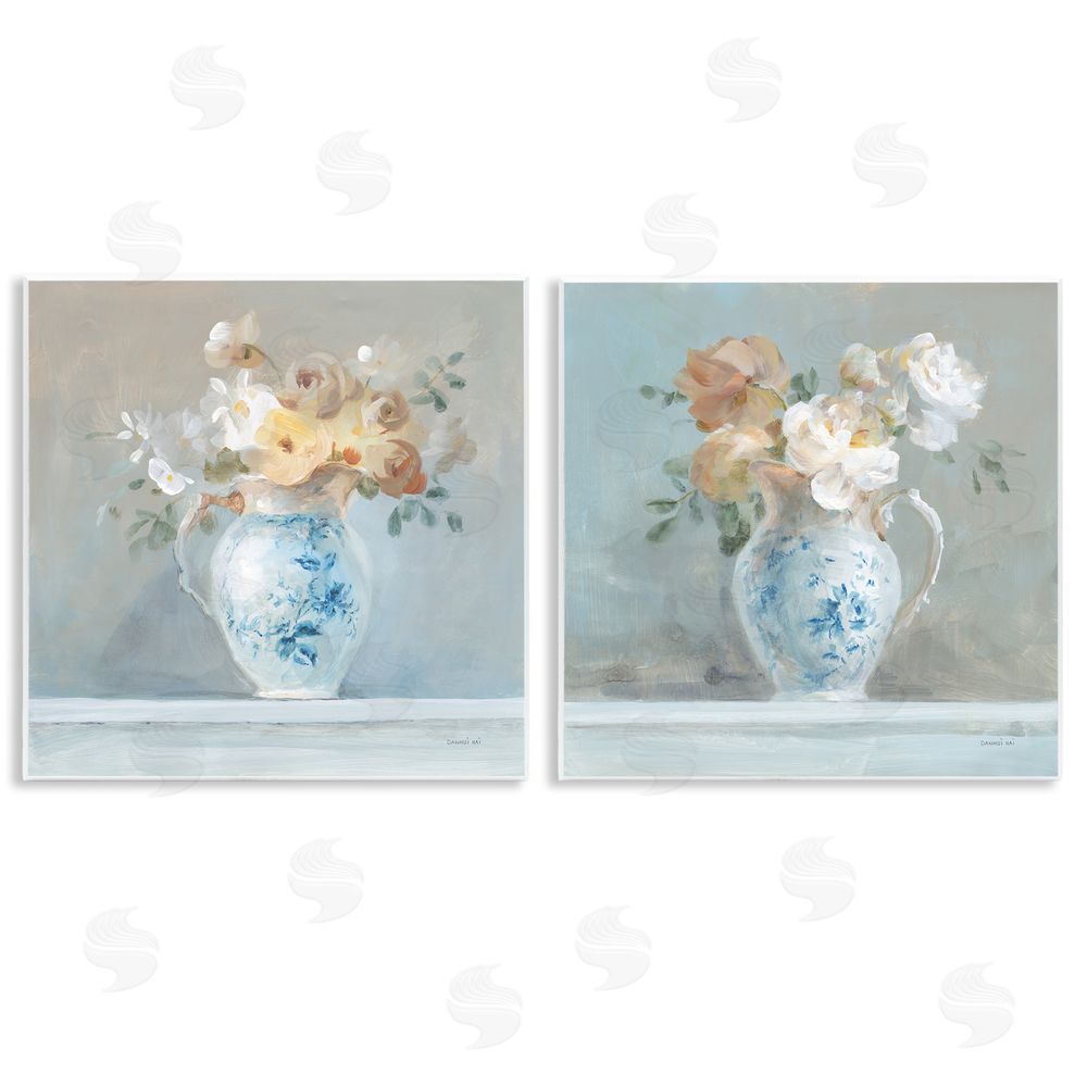 Danhui Nai Heirloom Bouquet Pitcher Wooden Wall Plaque Art Print