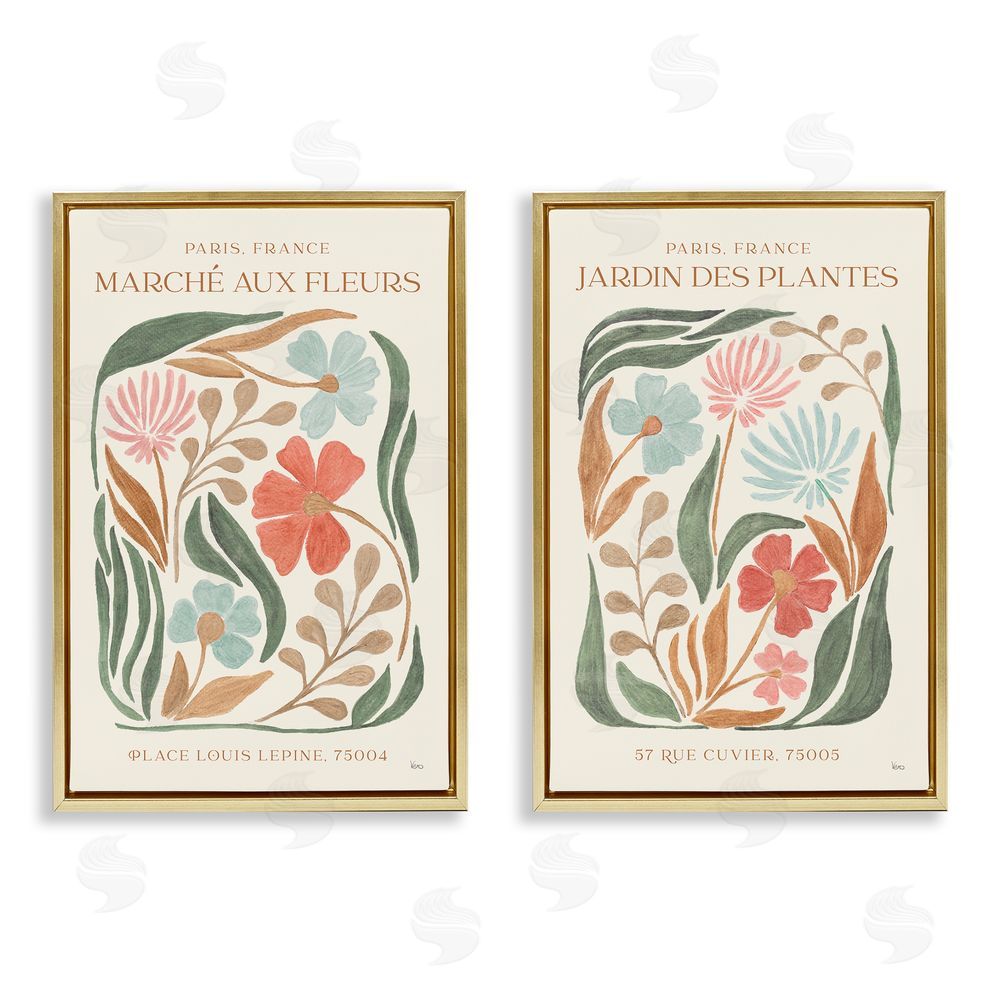 Veronique Charron French Flower Garden Market Gold Floating Frame Canvas Wall Art Print