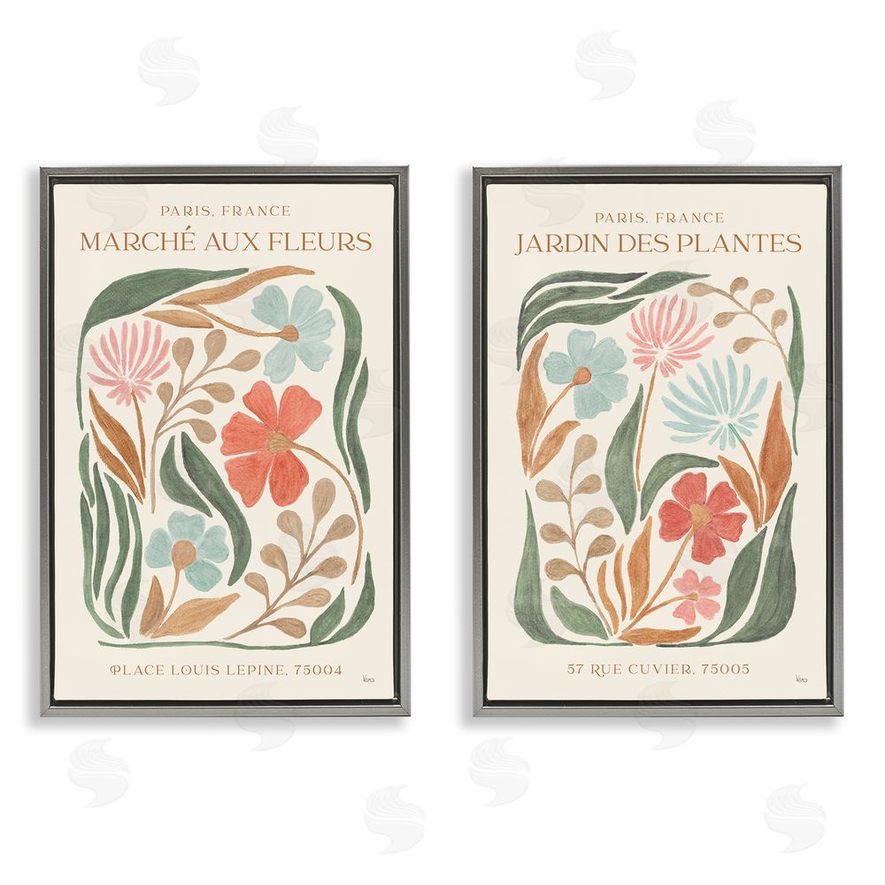 Veronique Charron French Flower Garden Market Gray Floating Frame Canvas Wall Art Print