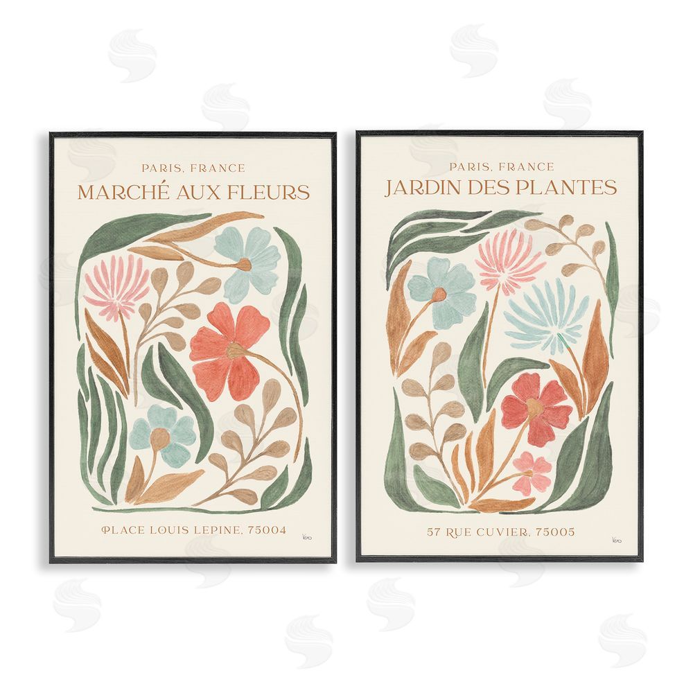 Veronique Charron French Flower Garden Market Black Framed Giclee Wall Art Print