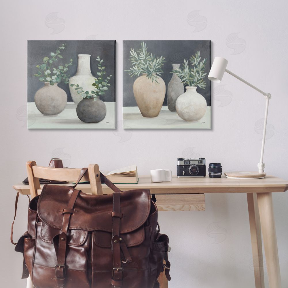 Julia Purinton Eucalyptus Greens Fresh Vessels Canvas Wall Art Print in Room