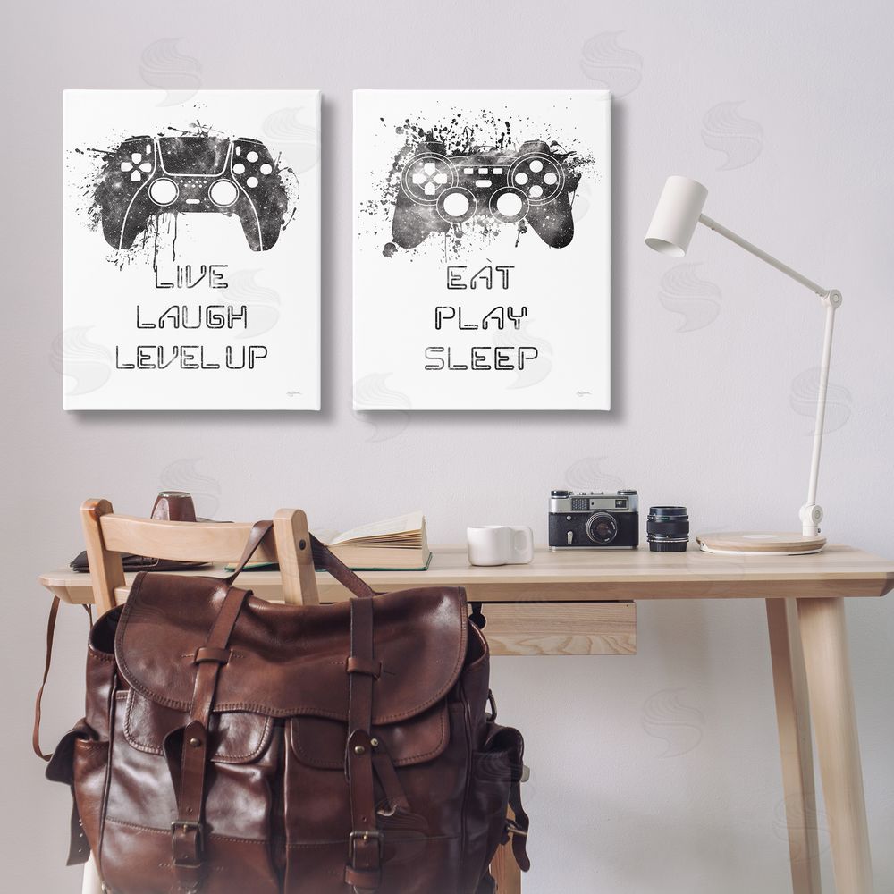 Mary Urban Gamer Play Splash Controllers Canvas Wall Art Print in Room