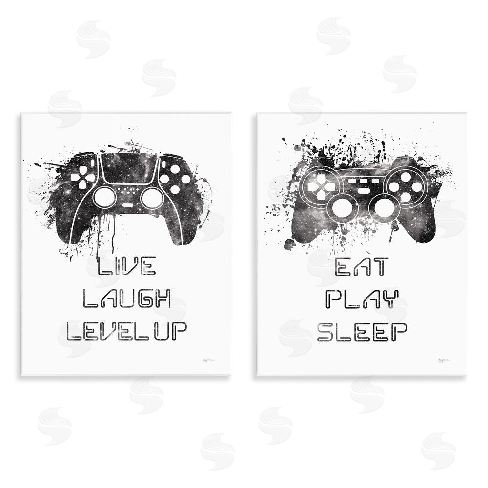 Mary Urban Gamer Play Splash Controllers Wooden Wall Plaque Art Print