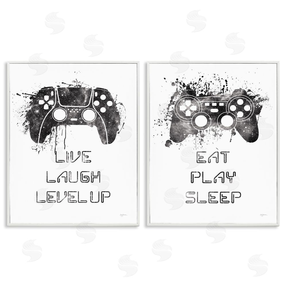 Mary Urban Gamer Play Splash Controllers White Framed Giclee Wall Art Print