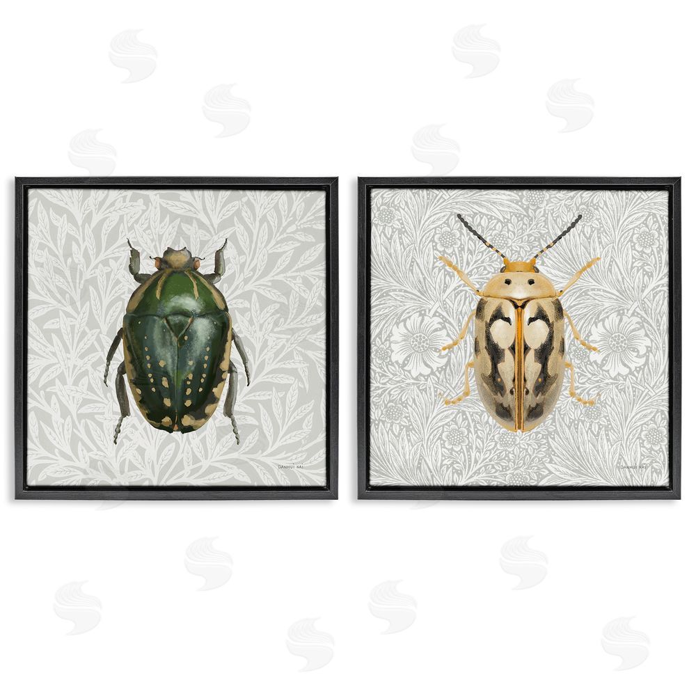 Danhui Nai Beetle Insect Portrait Black Floating Frame Canvas Wall Art Print