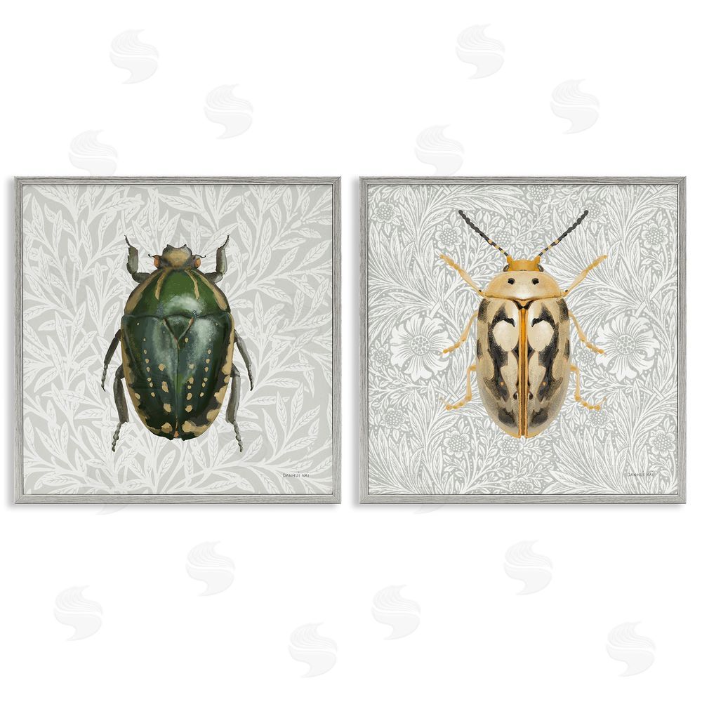 Danhui Nai Beetle Insect Portrait Gray Framed Giclee Wall Art Print