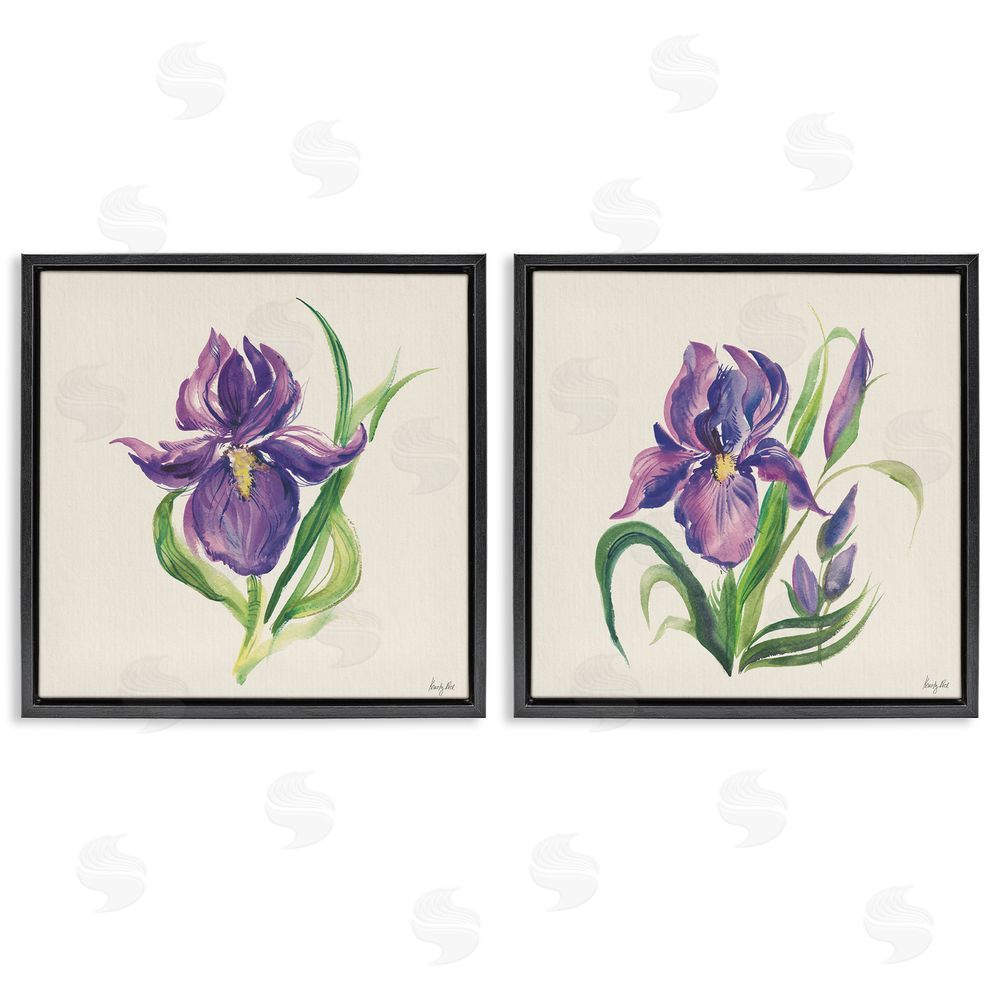Kristy Rice Purple Iris in Bloom Black Floating Frame Canvas Wall Art Print