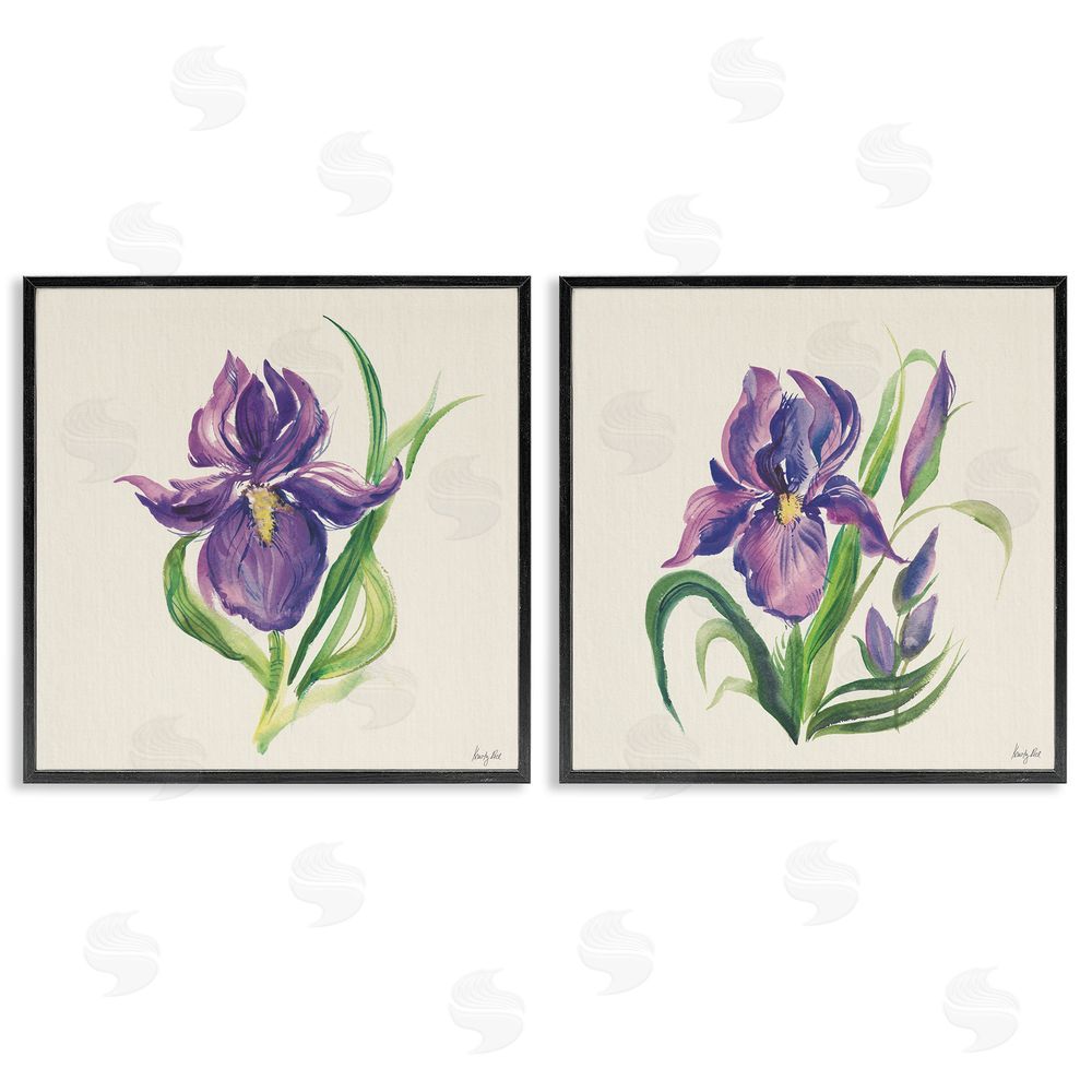 Kristy Rice Purple Iris in Bloom Black Framed Giclee Wall Art Print