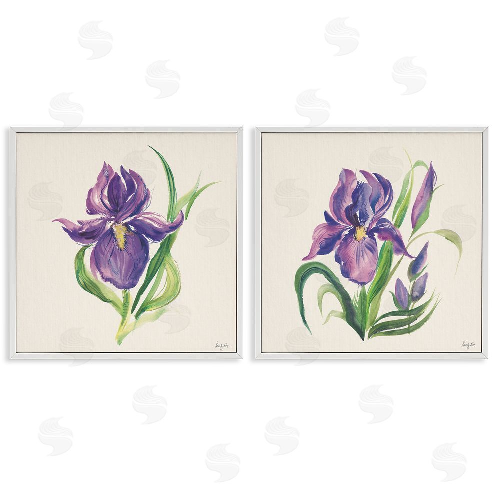 Kristy Rice Purple Iris in Bloom White Framed Giclee Wall Art Print