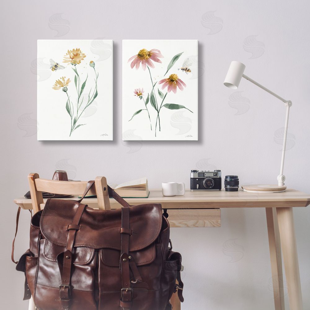 Katrina Pete Flower Stem Bees Canvas Wall Art Print in Room