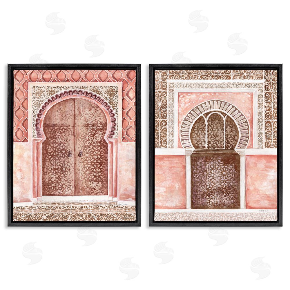 Yvette St. Amant Moroccan Tiled Alcoves Black Floating Frame Canvas Wall Art Print