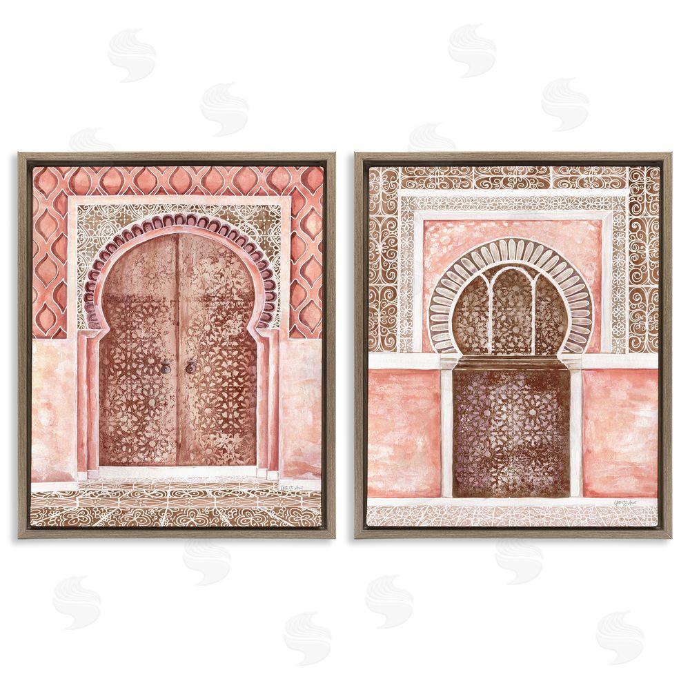 Yvette St. Amant Moroccan Tiled Alcoves Brown Floating Frame Canvas Wall Art Print