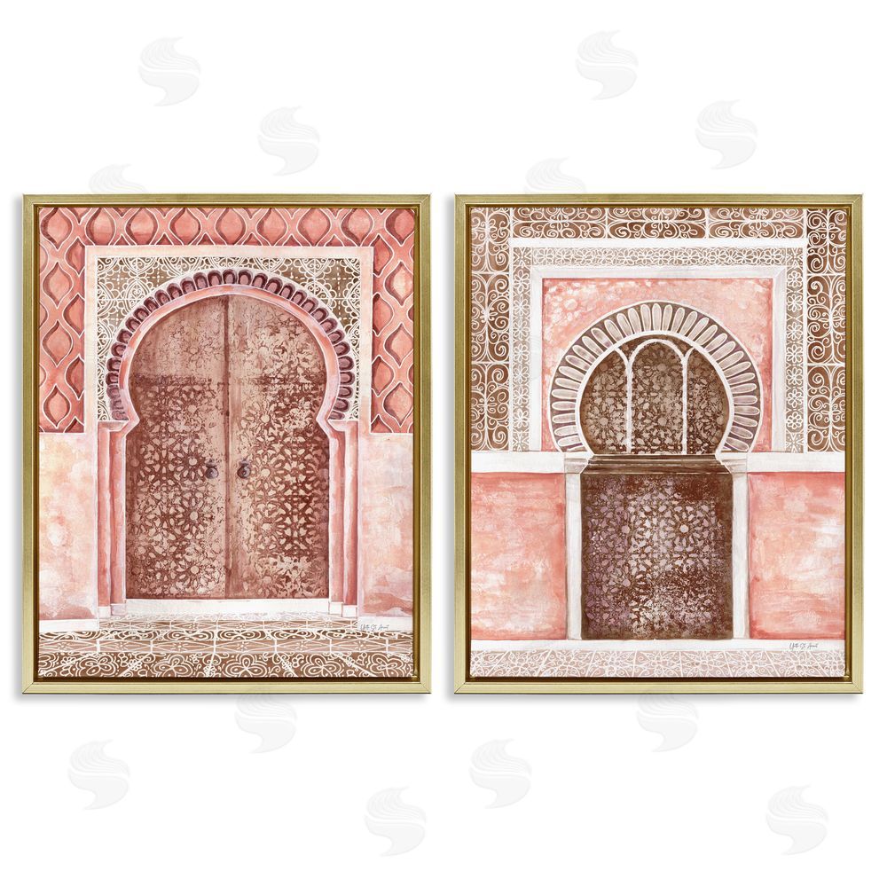 Yvette St. Amant Moroccan Tiled Alcoves Gold Floating Frame Canvas Wall Art Print