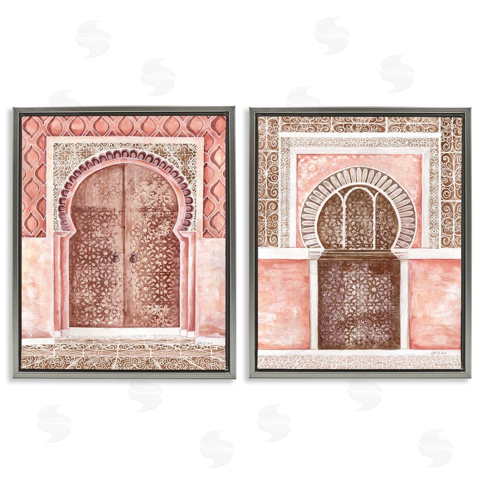 Yvette St. Amant Moroccan Tiled Alcoves Gray Floating Frame Canvas Wall Art Print