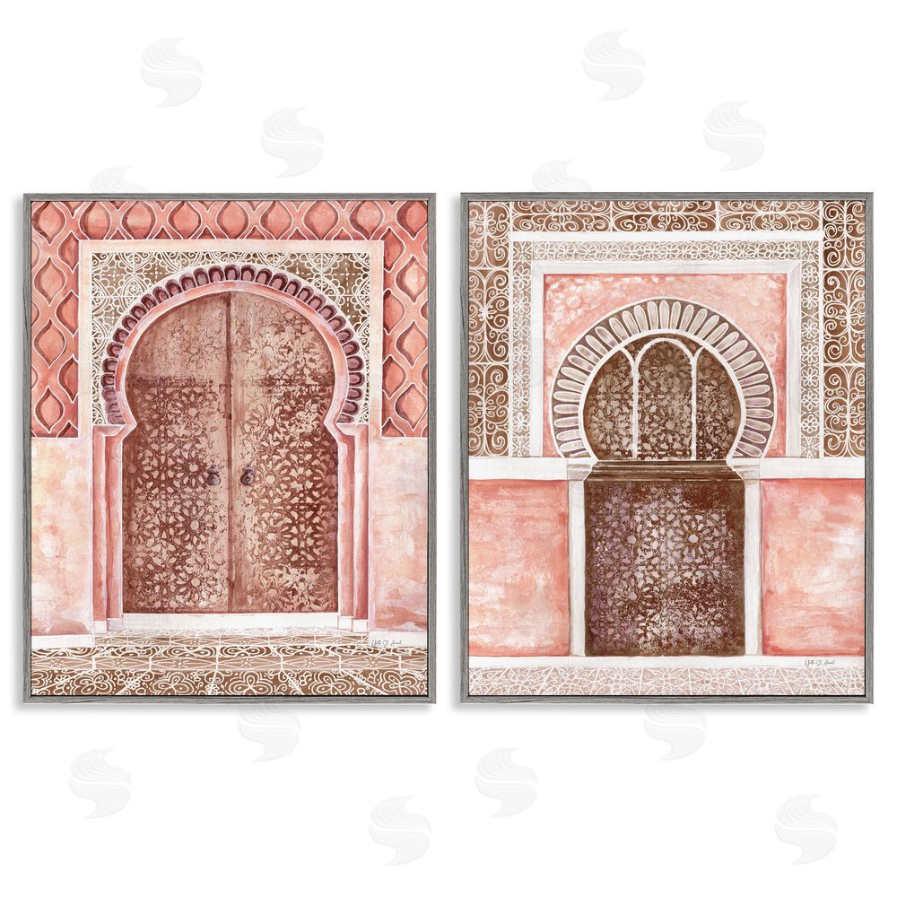 Yvette St. Amant Moroccan Tiled Alcoves Gray Framed Giclee Wall Art Print