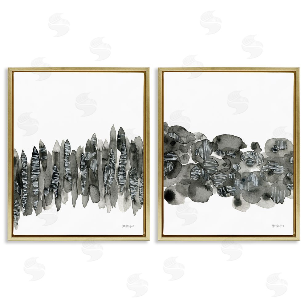 Yvette St. Amant Abstract Charcoal Kindling Gold Floating Frame Canvas Wall Art Print