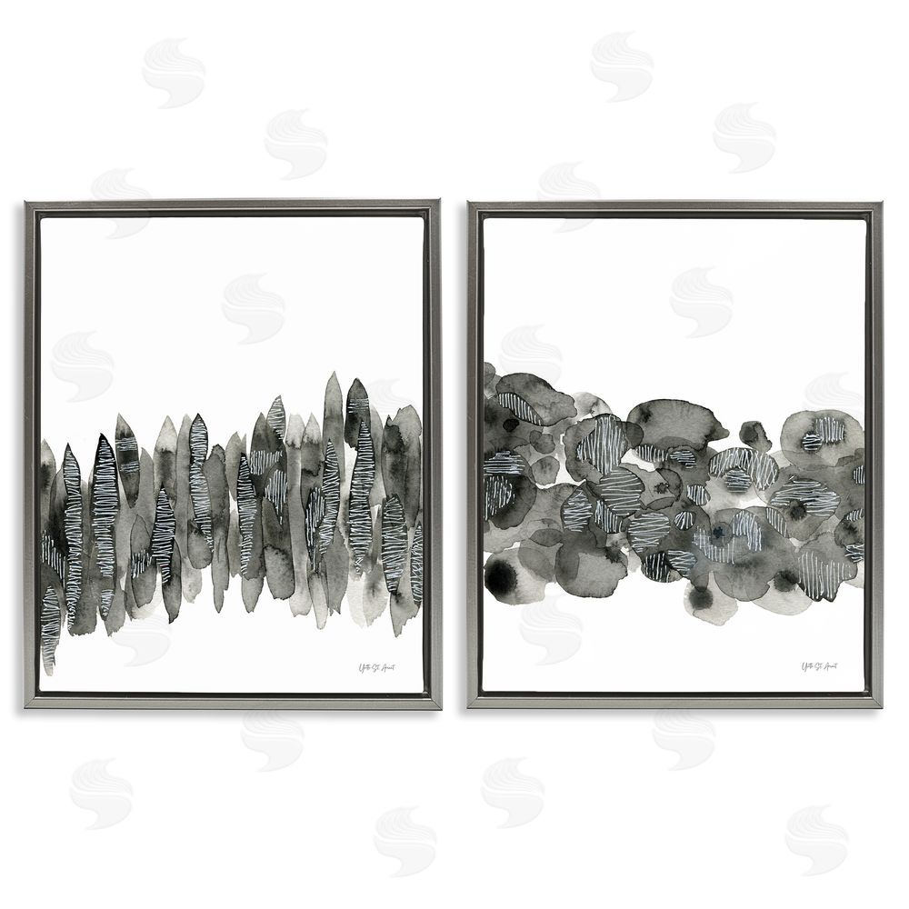 Yvette St. Amant Abstract Charcoal Kindling Gray Floating Frame Canvas Wall Art Print