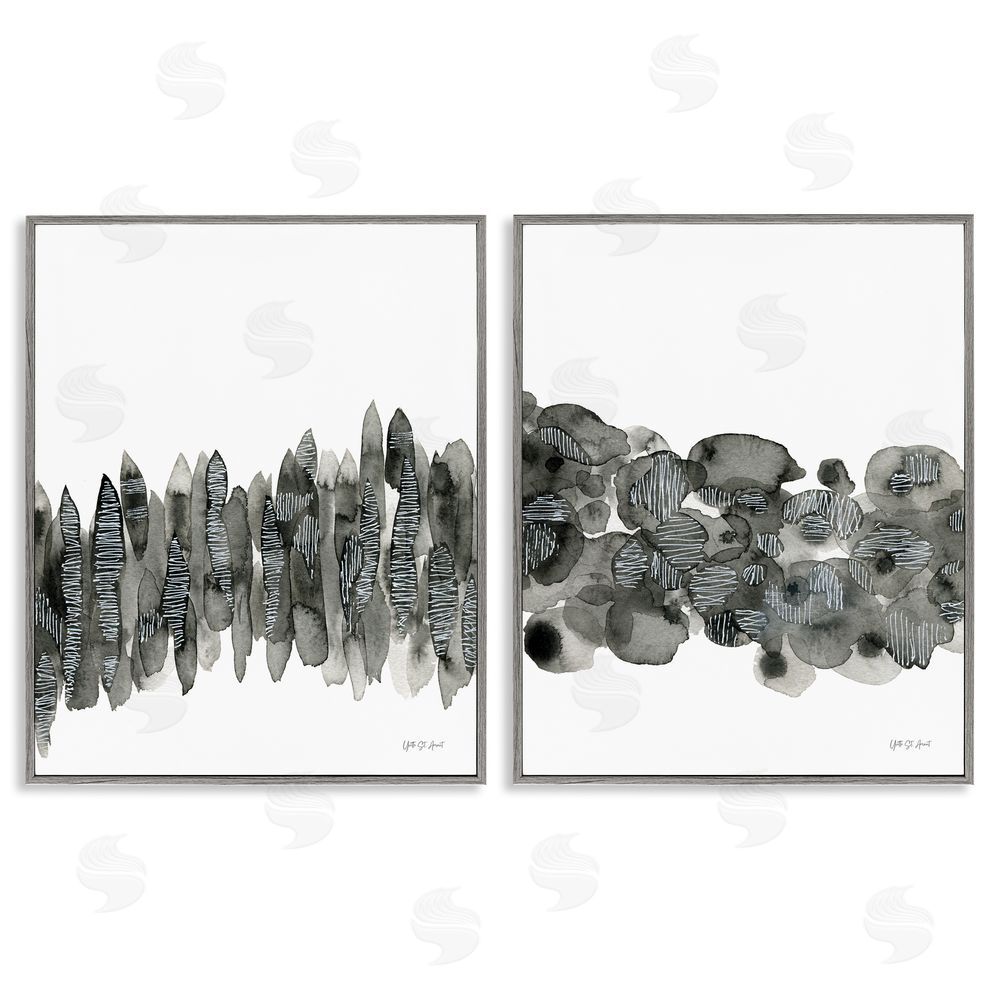 Yvette St. Amant Abstract Charcoal Kindling Gray Framed Giclee Wall Art Print