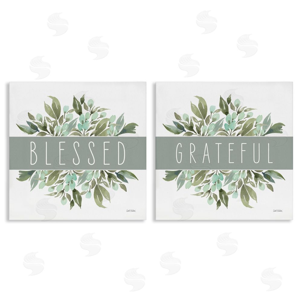 Leslie Trimbach Blessed Grateful Sentiment Canvas Wall Art Print