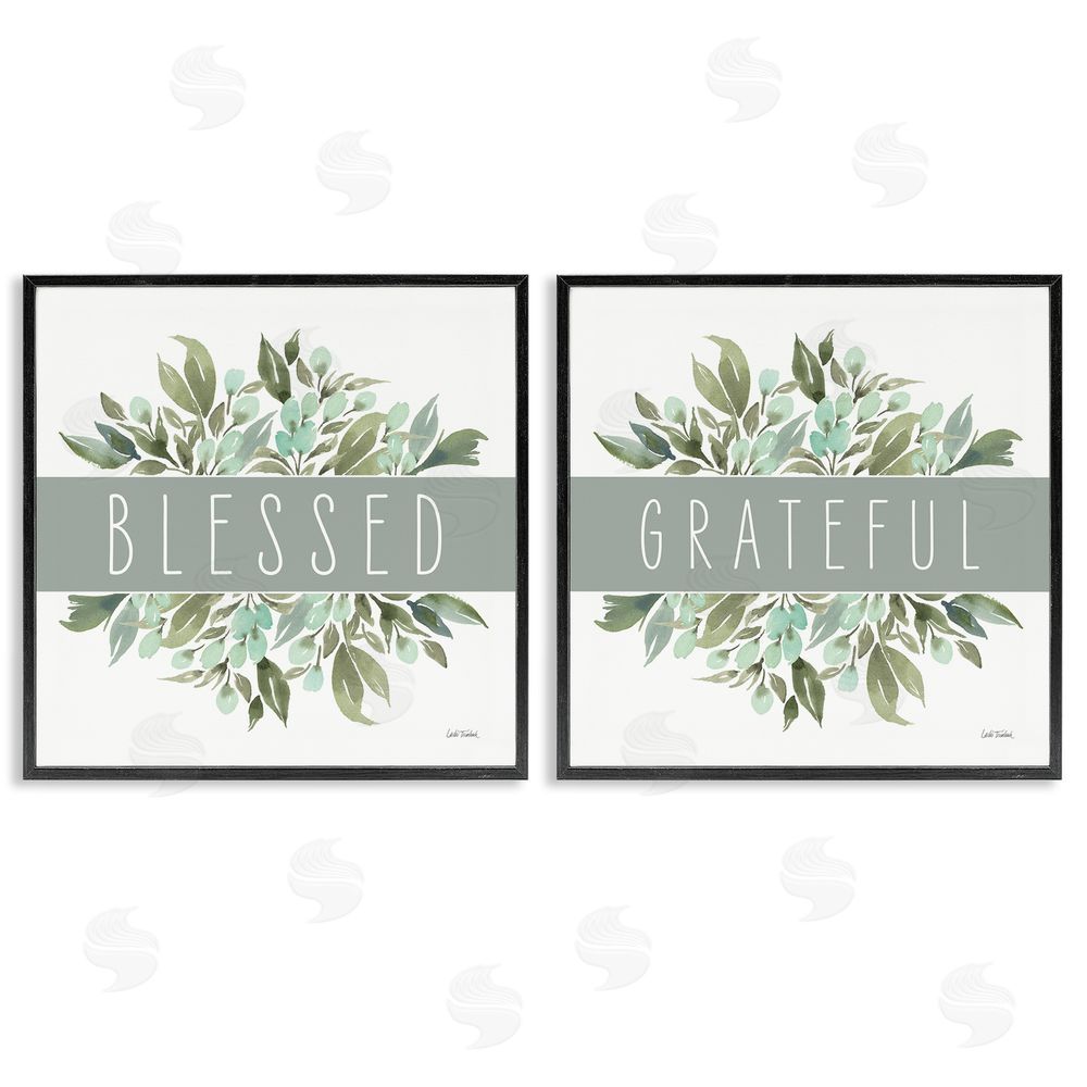 Leslie Trimbach Blessed Grateful Sentiment Black Framed Giclee Wall Art Print