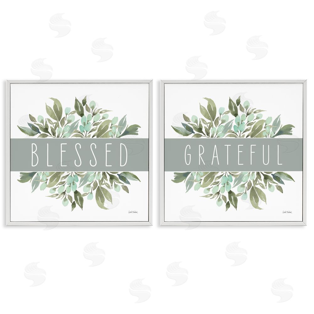 Leslie Trimbach Blessed Grateful Sentiment White Framed Giclee Wall Art Print