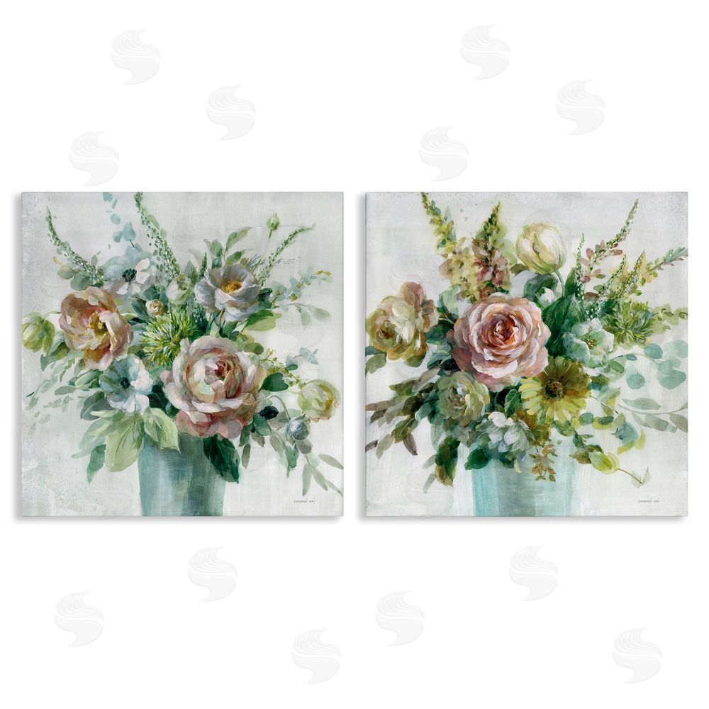 Danhui Nai Sage Peach Still Life Florals Canvas Wall Art Print