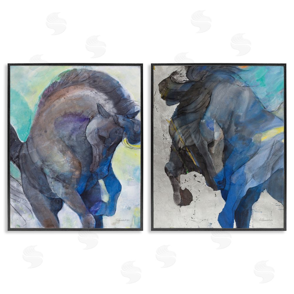 Albena Hristova Bucking Horse Joyful Play Black Framed Giclee Wall Art Print