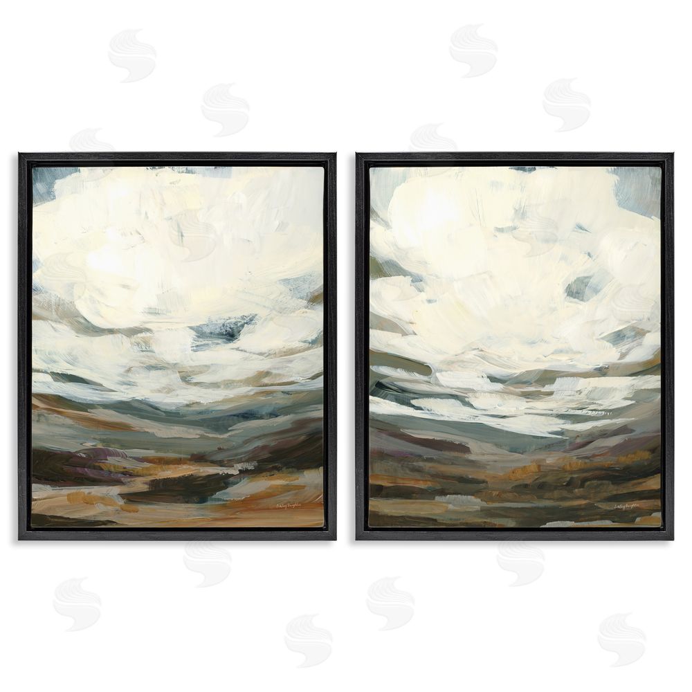Haley Knighten Overcast Timber Thicket  Black Floating Frame Canvas Wall Art Print