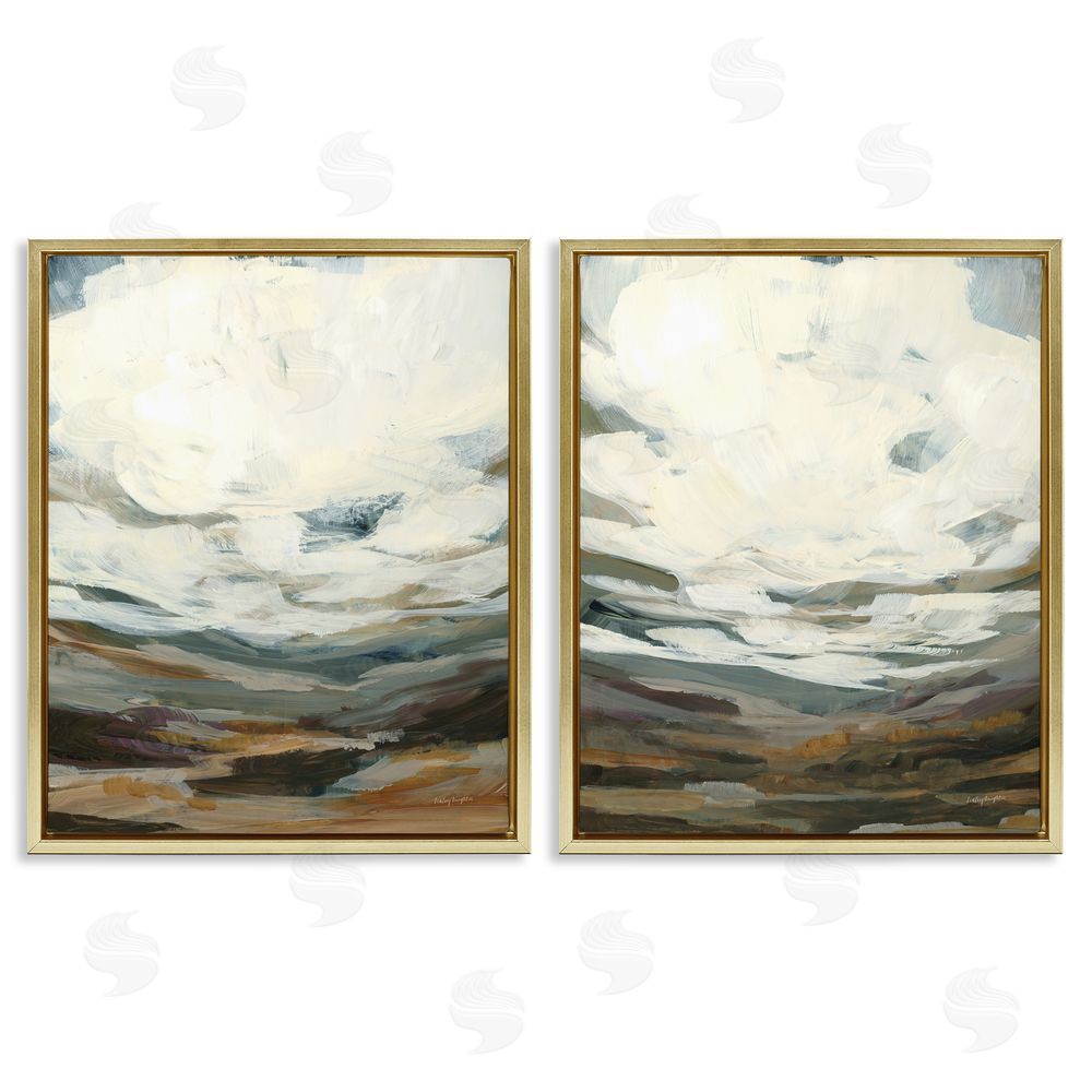 Haley Knighten Overcast Timber Thicket  Gold Floating Frame Canvas Wall Art Print