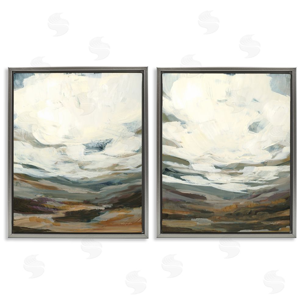 Haley Knighten Overcast Timber Thicket  Gray Floating Frame Canvas Wall Art Print