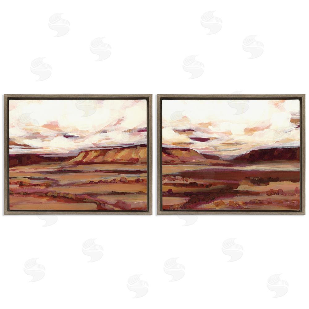 Haley Knighten Mauve Mesa Abstract Landscape  Brown Floating Frame Canvas Wall Art Print