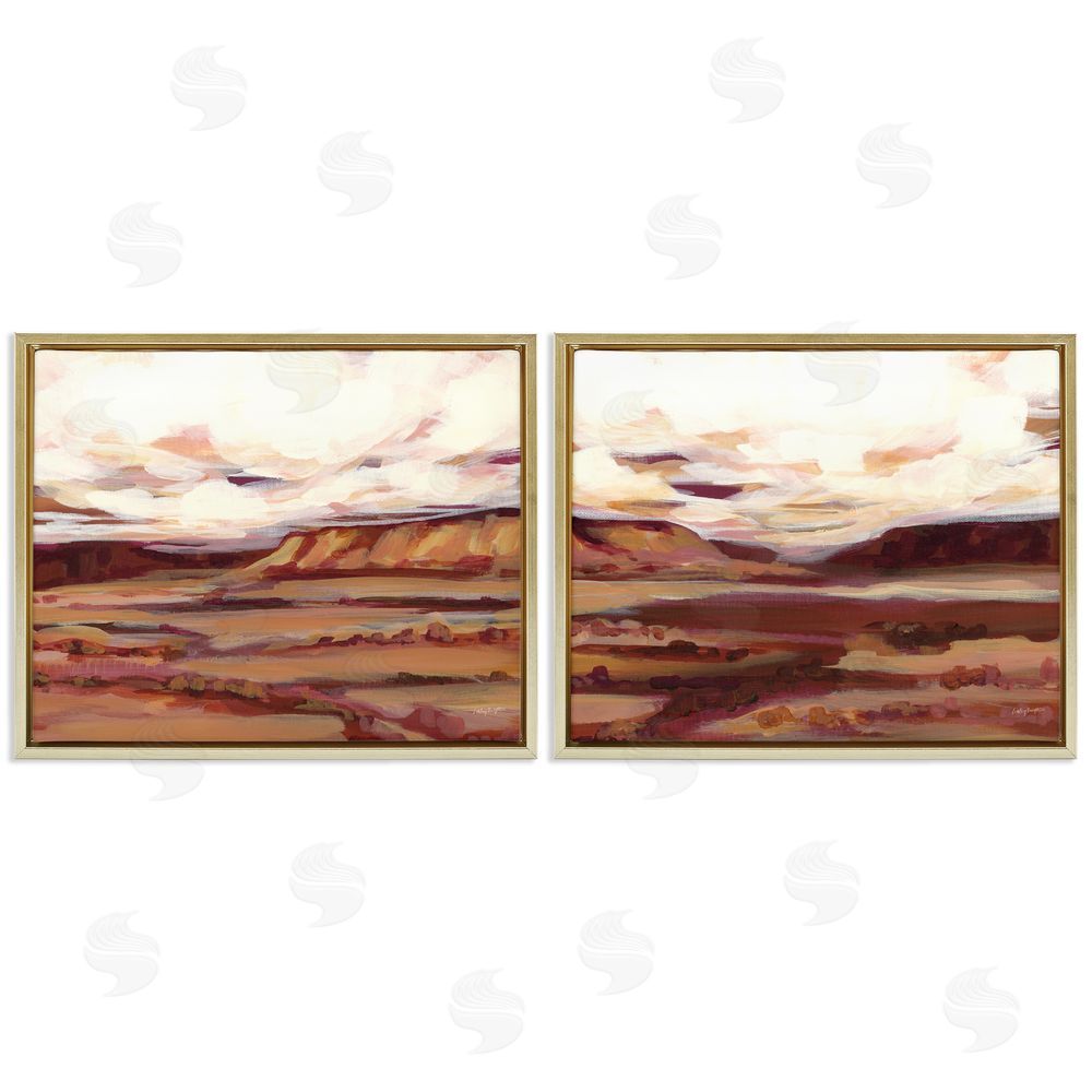 Haley Knighten Mauve Mesa Abstract Landscape  Gold Floating Frame Canvas Wall Art Print