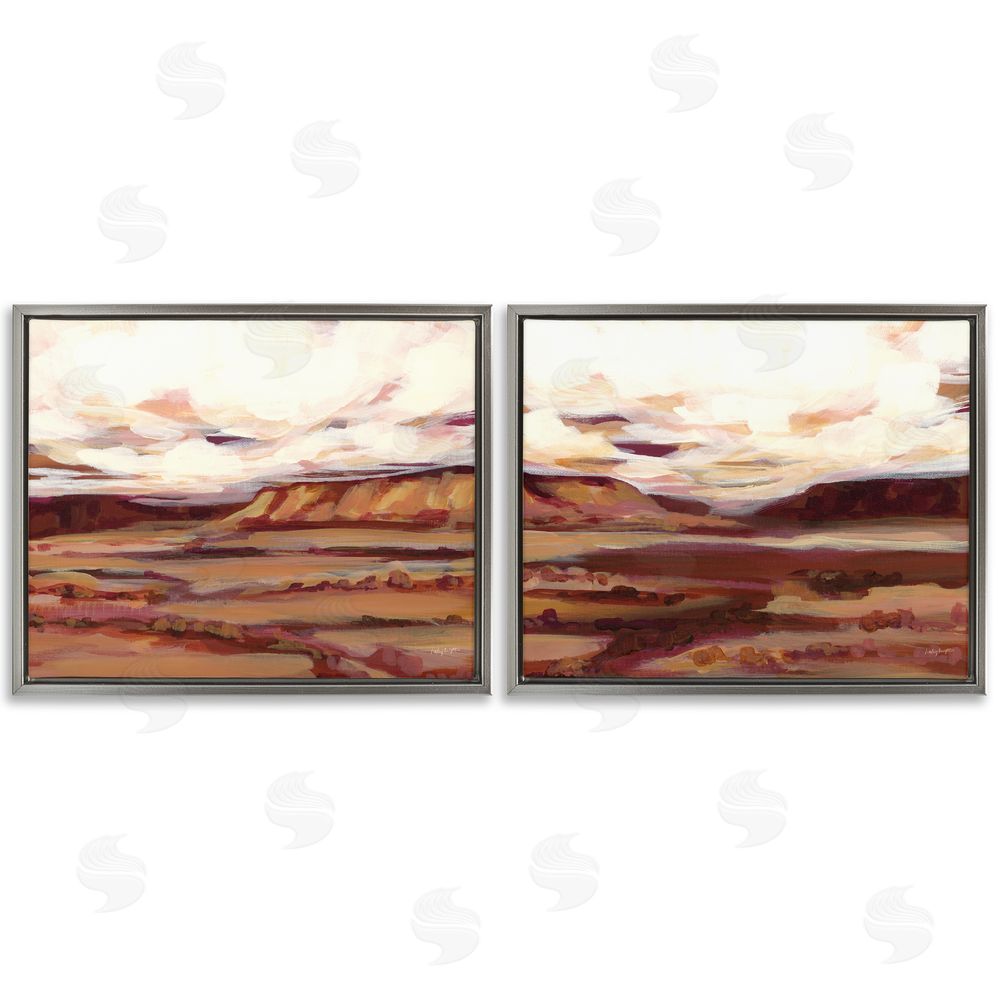 Haley Knighten Mauve Mesa Abstract Landscape  Gray Floating Frame Canvas Wall Art Print