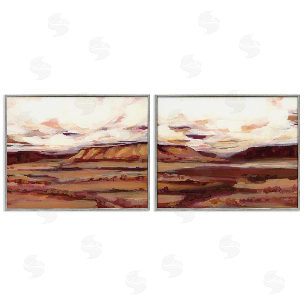 Haley Knighten Mauve Mesa Abstract Landscape  Gray Framed Giclee Wall Art Print