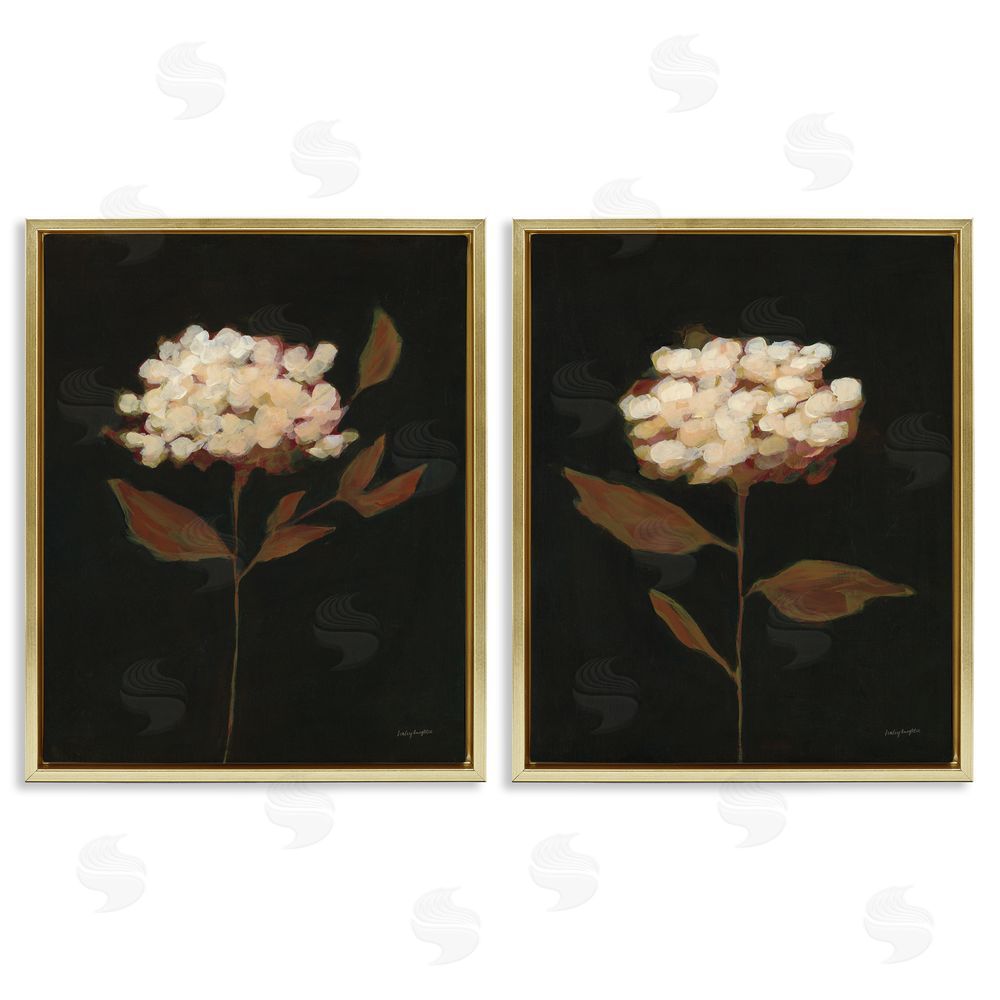 Haley Knighten Solitary Bloom Before Fall Gold Floating Frame Canvas Wall Art Print