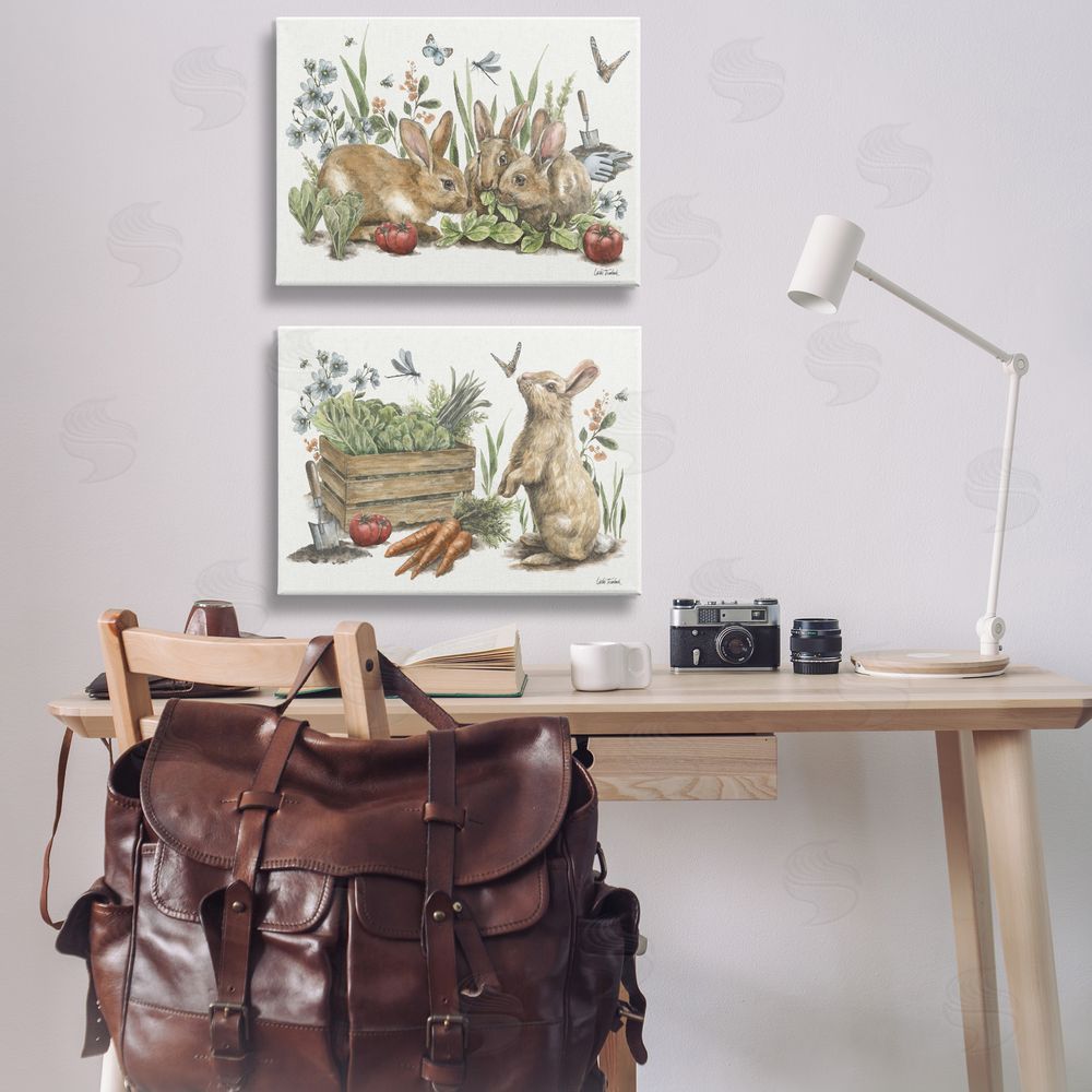 Leslie Trimbach Rabbit Vegetable Garden Party Canvas Wall Art Print in Room