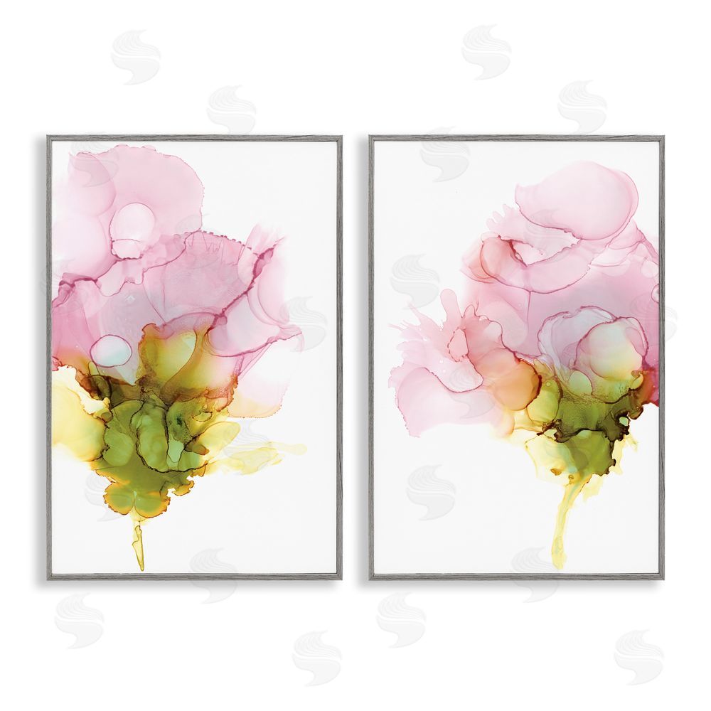 Jennifer Goldberger Blooming Pink Ink Blossom Gray Framed Giclee Wall Art Print