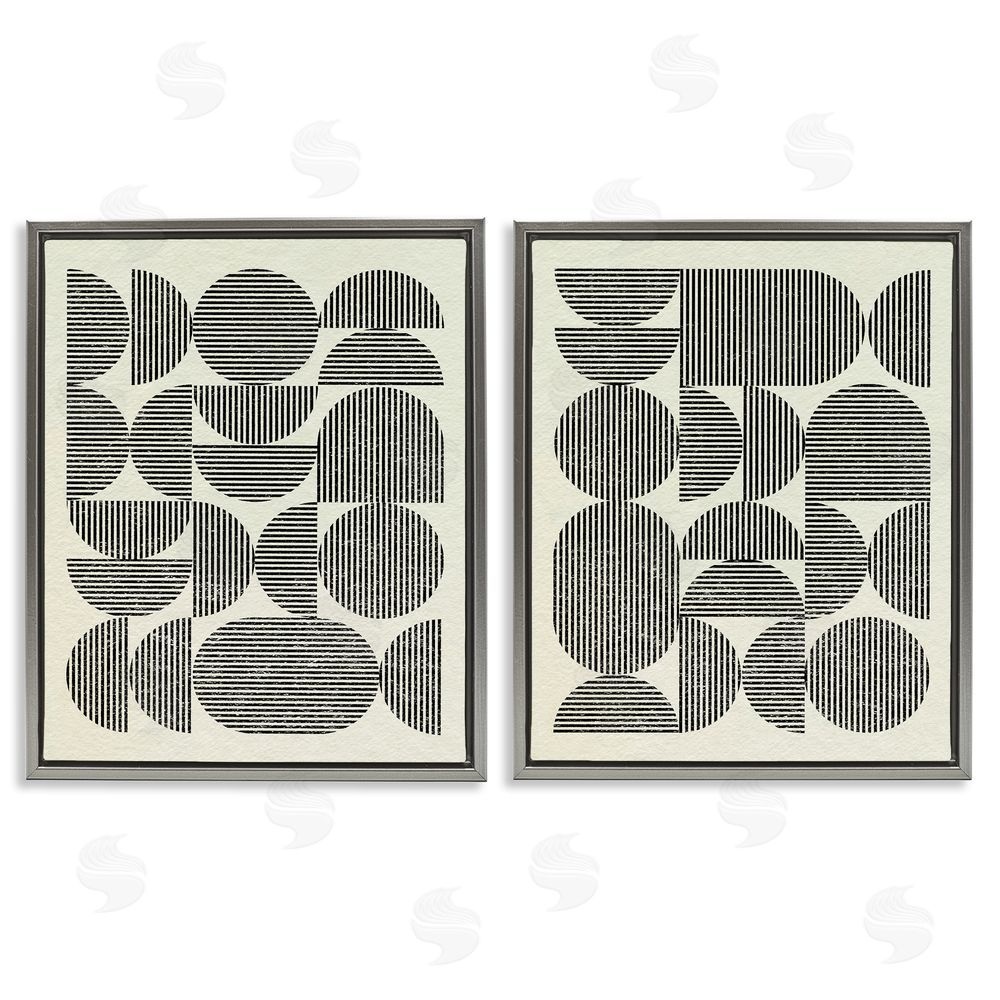 Victoria Barnes Minimalist Modern Geometric Gray Floating Frame Canvas Wall Art Print