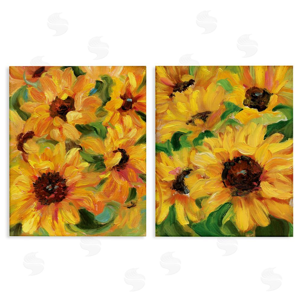 Sandra Iafrate Abstract Large Sunflower Blooms Canvas Wall Art Print