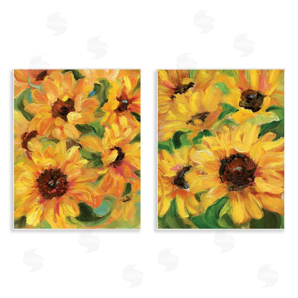 Sandra Iafrate Abstract Large Sunflower Blooms Wooden Wall Plaque Art Print